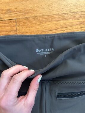 Athleta Dark Grey Performance Leggings with Zip Pocket